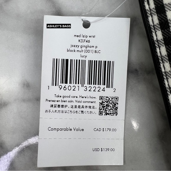 Kate Spade Lucy Jazzy Gingham Print Medium L-zip Wristlet Wallet - Picture 7 of 7